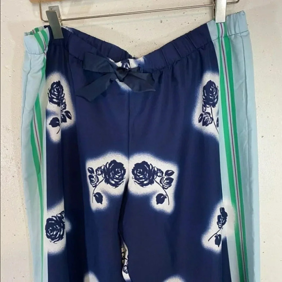Victoria Secrets L blue/green floral drawstring satin PJ bottoms - Picture 3 of 7